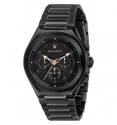 MASERATI TRICONIC OROLOGIO UOMO CRONO IN ACCIAIO NERO