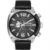 DIESEL OVERFLOW OROLOGIO CRONO PELLE NERA QUADRANTE NERO