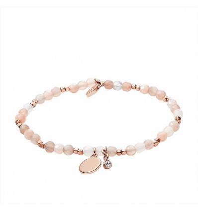 WELLNESS BRACCIALE ELASTICIZZATO CON PIETRE DI LUNA E INSERTI IN OTTONE ROSE'