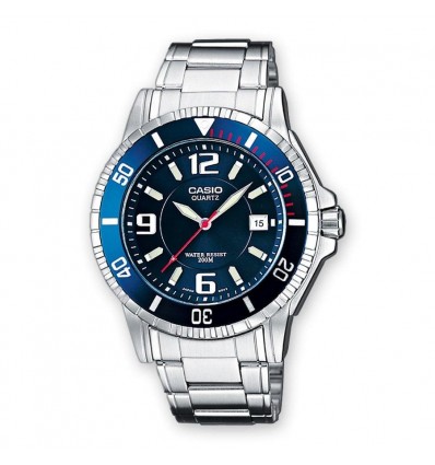 CASIO OROLOGIO SOLO TEMPO SFONDO BLU BRACCIALATO ACCIAIO 200MT CORONA A VITE