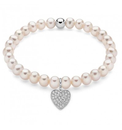 MILUNA GIOCHI DI PERLE BRACCIALE ELASTICO ARGENTO E PERLE