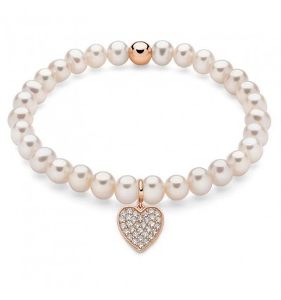 MILUNA GIOCHI DI PERLE BRACCIALE ELASTICO ARGENTO E PERLE