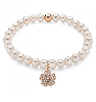 MILUNA GIOCHI DI PERLE BRACCIALE ELASTICO ARGENTO E PERLE