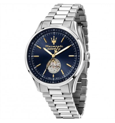 MASERATI SORPASSO OROLOGIO AUTOMATICO SFONDO BLU CINTURINO ACCIAIO