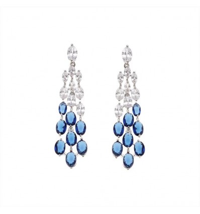 OTTAVIANI ORECCHINI IN METALLO CON ZIRCONIA CUBICA BIANCHI E BLU