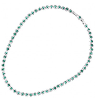 OTTAVIANI COLLANA IN METALLO CON ZIRCONIA CUBICA VERDI E BIANCHI
