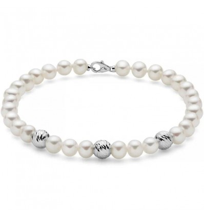 MILUNA PERLE ORIENTE BRACCIALE PERLE BIANCHE 